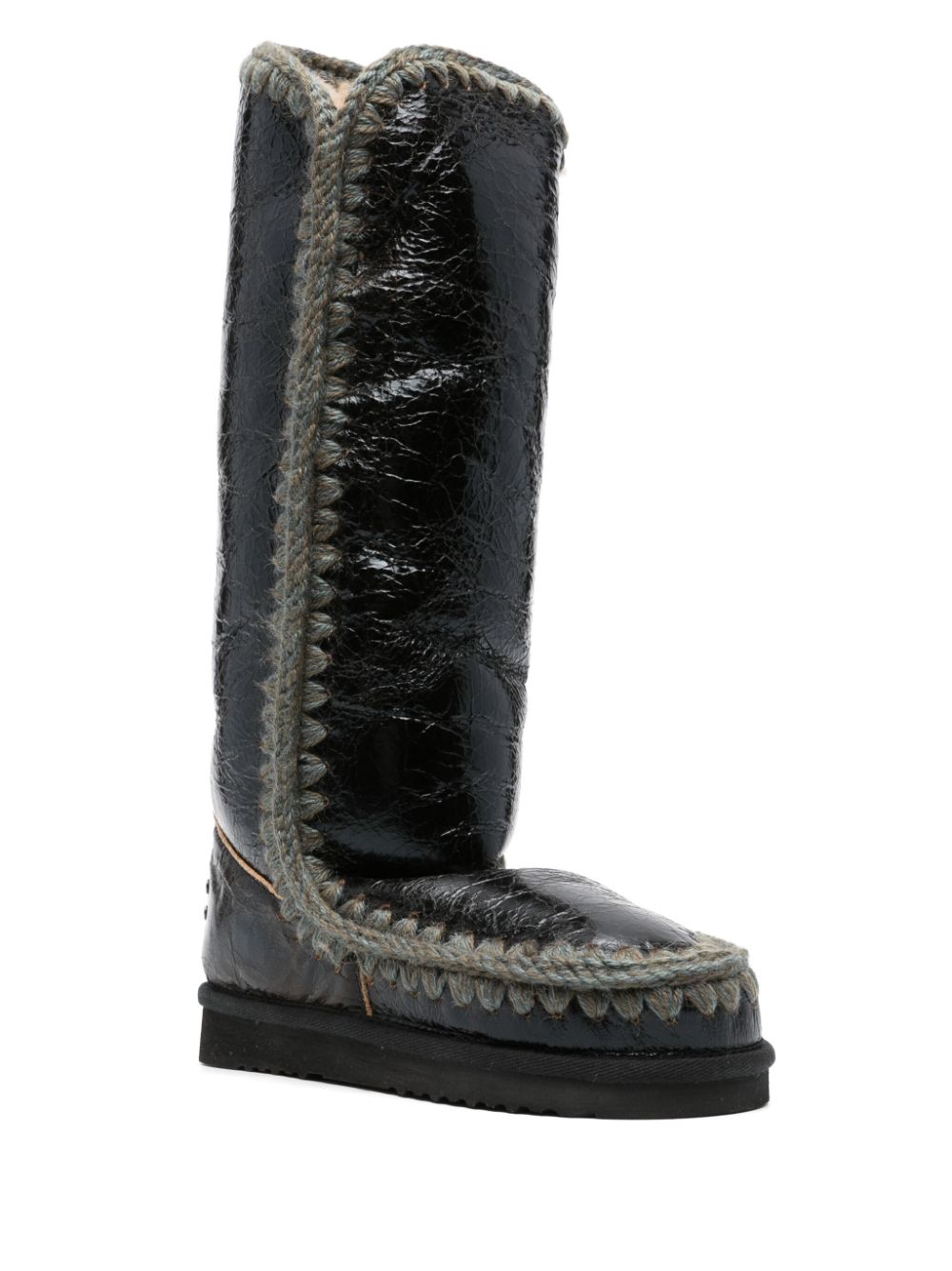 Mou Eskimo leather flat boots - Zwart