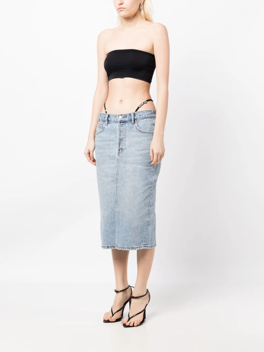 Alexander Wang thong-strap Denim Midi Skirt - Farfetch