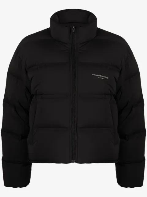 Alexander Wang chamarra capitonada con logo estampado 
