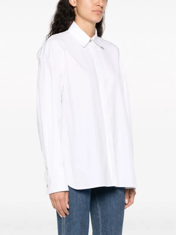 Tシャツ・カットソー VERSACE Woman T-Shirt White 10188981A13614 1W000 Versace Logo Embroidery T-Shirt - Women | 10188981A136102KQ70