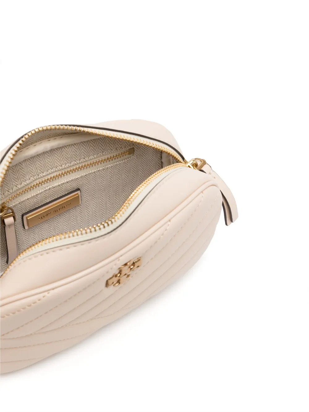 Shop Tory Burch Kira Chevron-stitch Leather Crossbody Bag In Nude