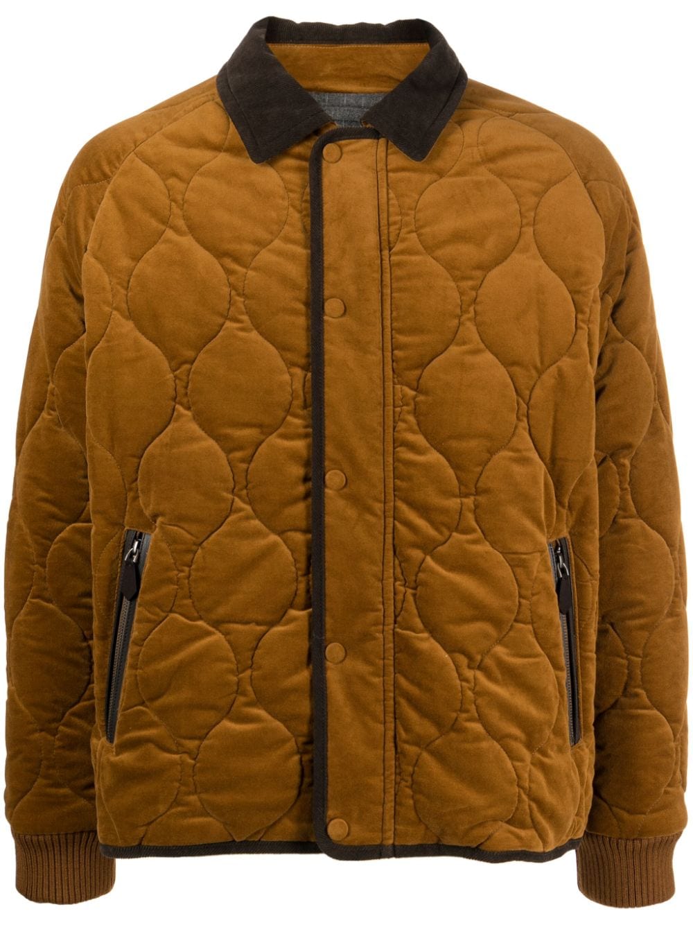 Man On The Boon. Corduroy-detail Quilted Padded Jacket In Brown