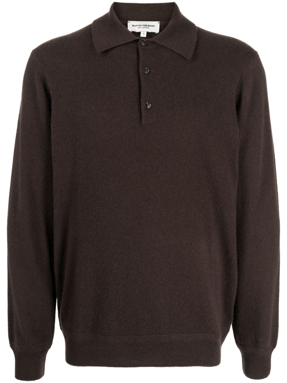 Man On The Boon. Polo-collar Cashmere Jumper In Brown