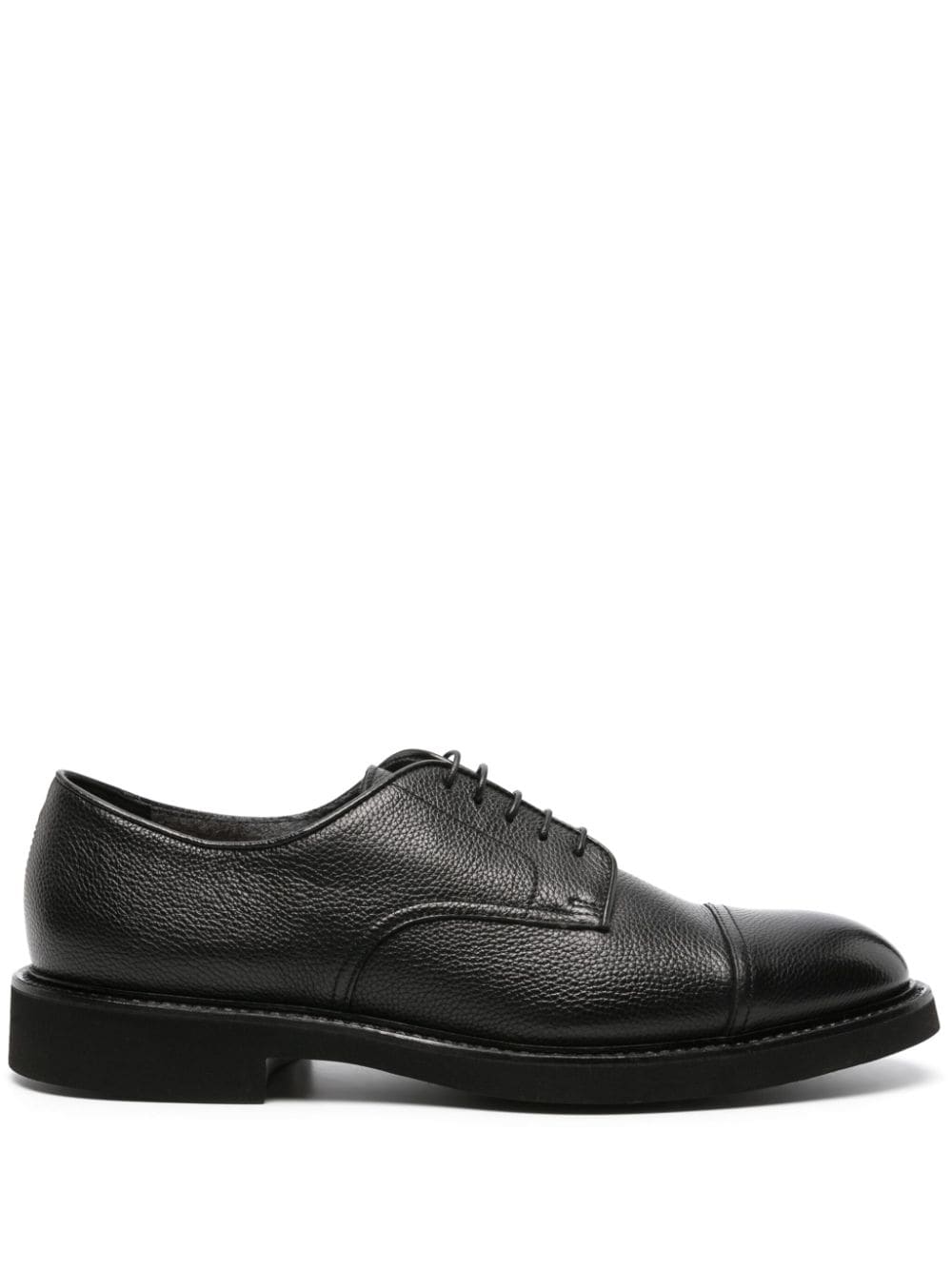 Doucal's Pebbled Leather Derby Shoes In Black