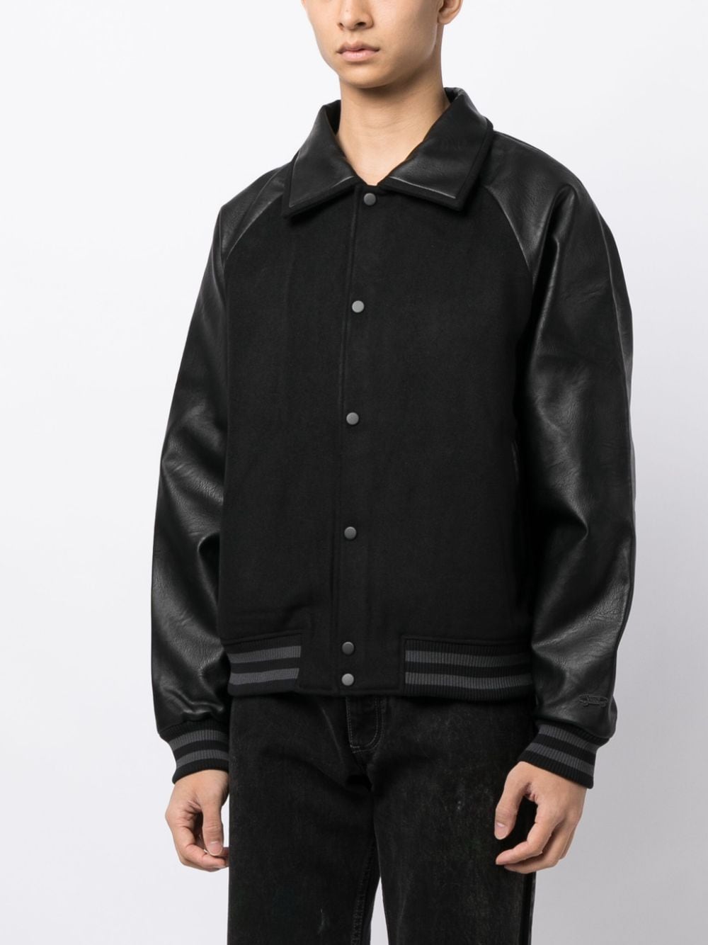 Shop Vans X Goodfight Lettermans Panelled Bomber Jacket In Black