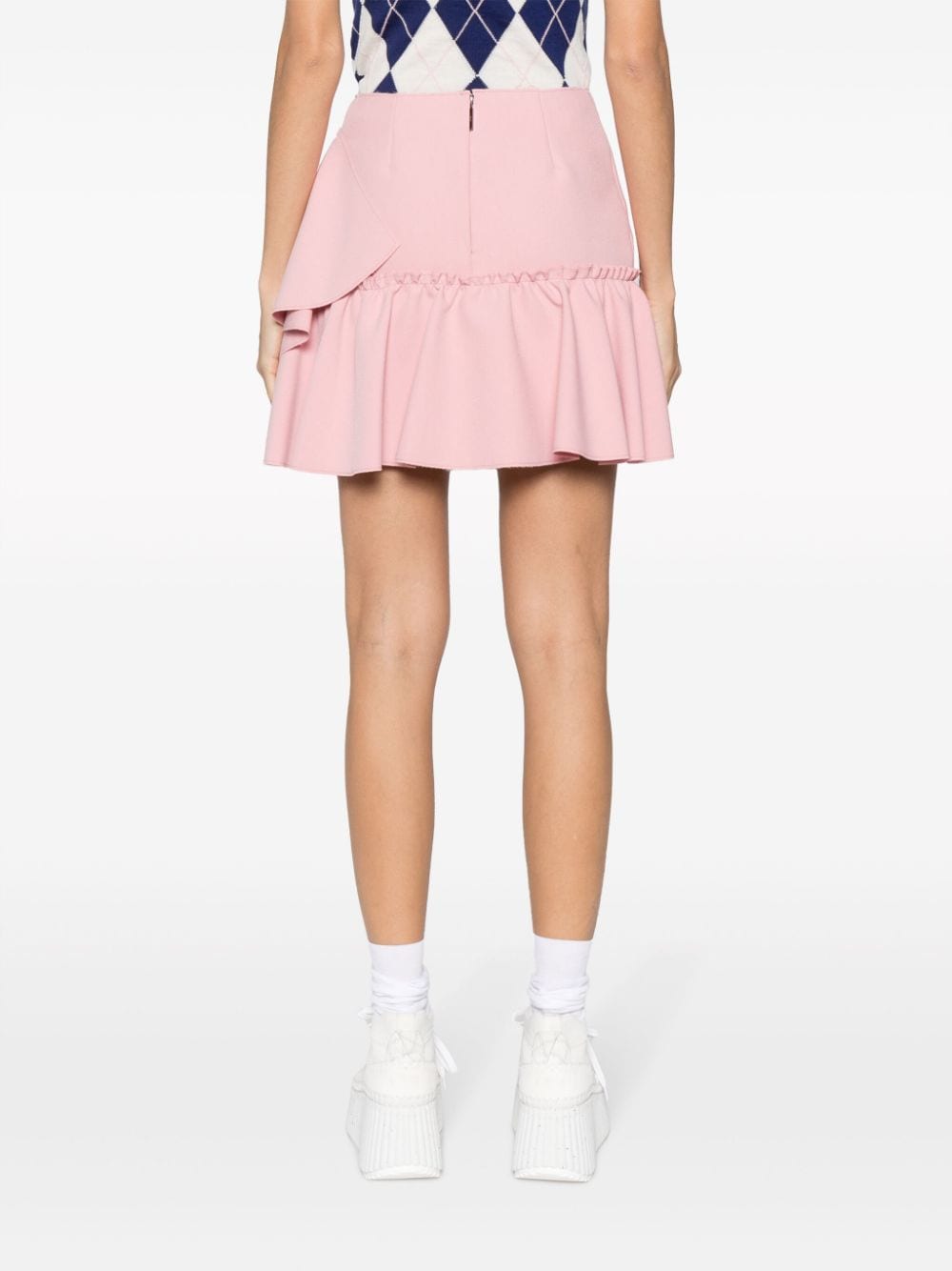 Shop Msgm Ruffled-trim High-waisted Miniskirt In Pink