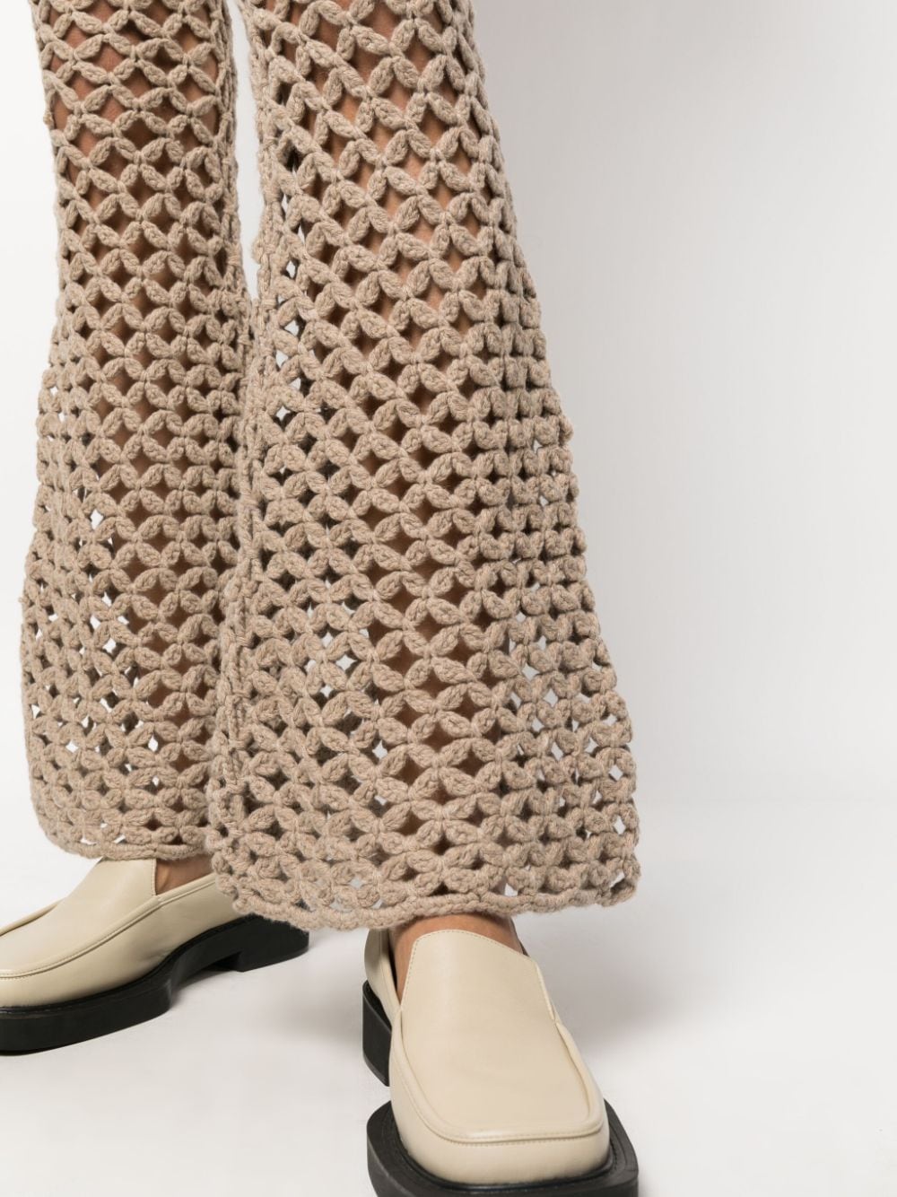 Shop By Malene Birger Crochet-knit Flared Trousers In Braun