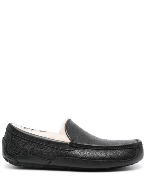 UGG Ascot Leather Slippers Black FARFETCH IN
