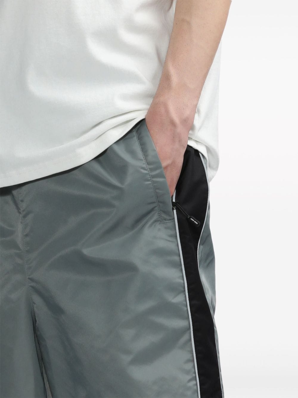 Shop Izzue Side-stripe Elasticated Track Shorts In Green