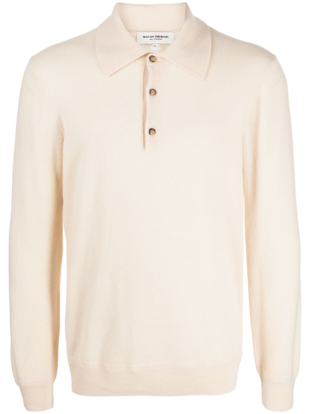 Man On The Boon. Polo-collar Cashmere Jumper In White