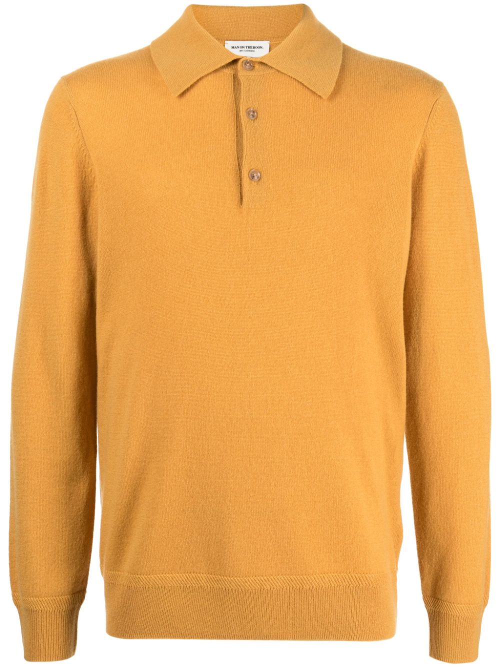 Man On The Boon. Polo-collar Cashmere Jumper In Yellow