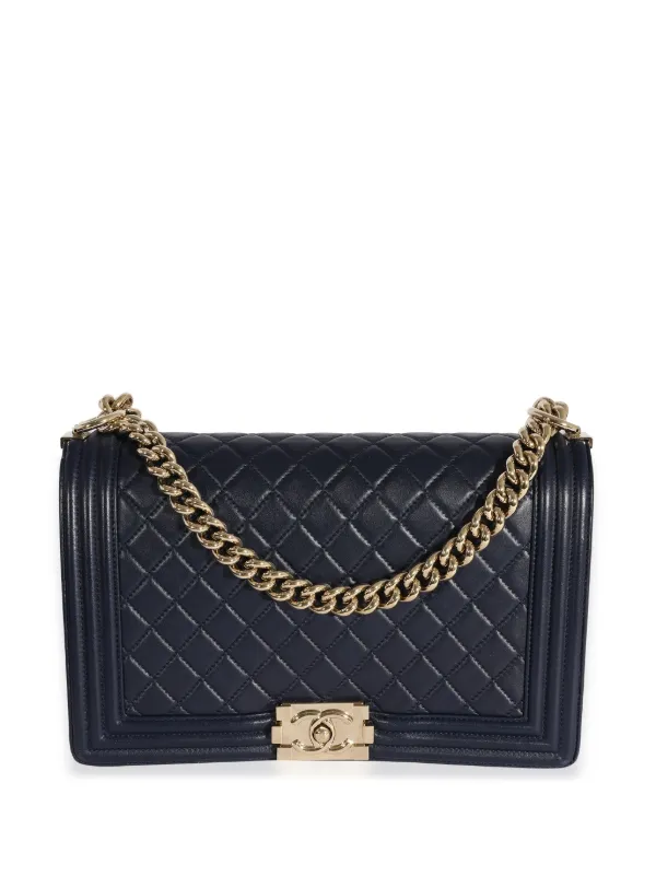 CHANEL Large Boy Flap Quilted Leather Shoulder Bag Black