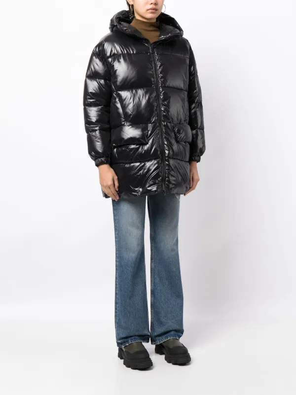 Mens black shiny puffer coat best sale