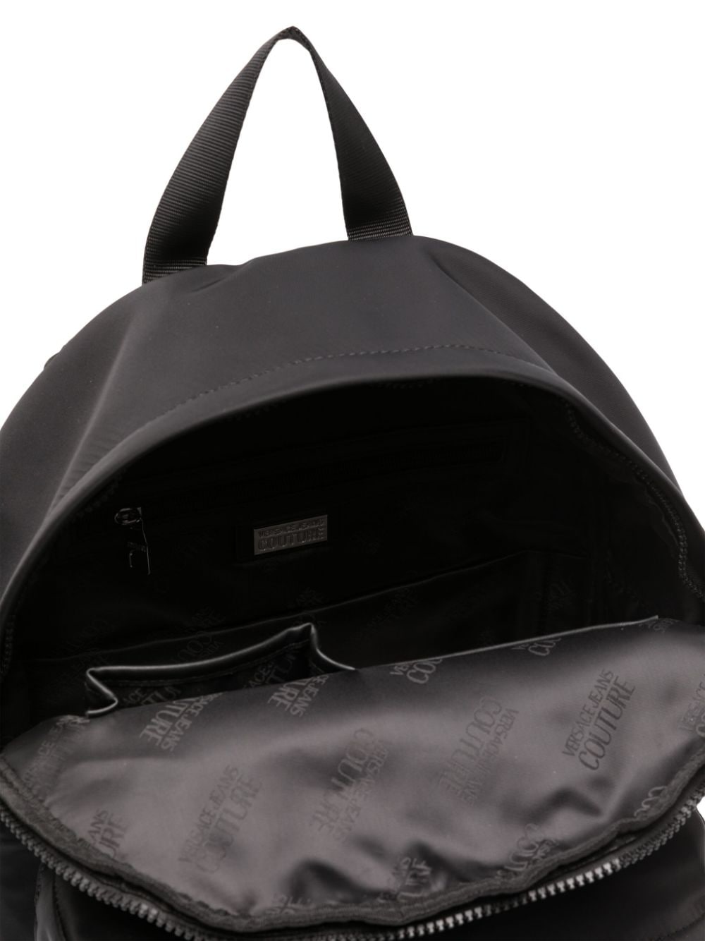 Shop Versace Jeans Couture Iridescent Logo-print Zip-up Backpack In Schwarz