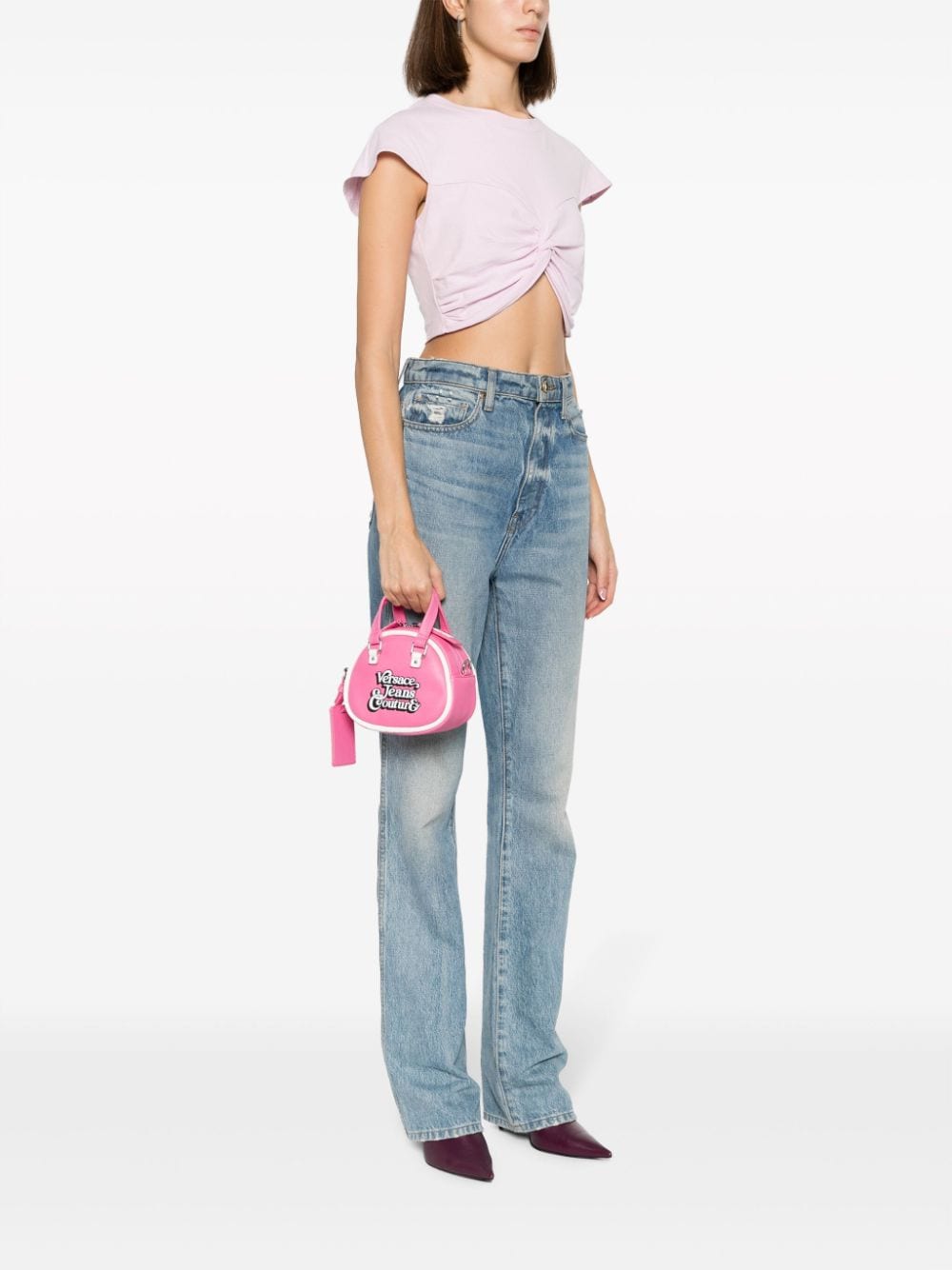Versace Jeans Couture Bowling logo-patch tote bag - Roze