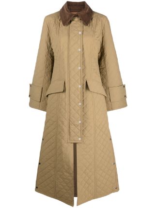 By Malene Birger Pinelope corduroy-collar Quilted Cotton Coat 