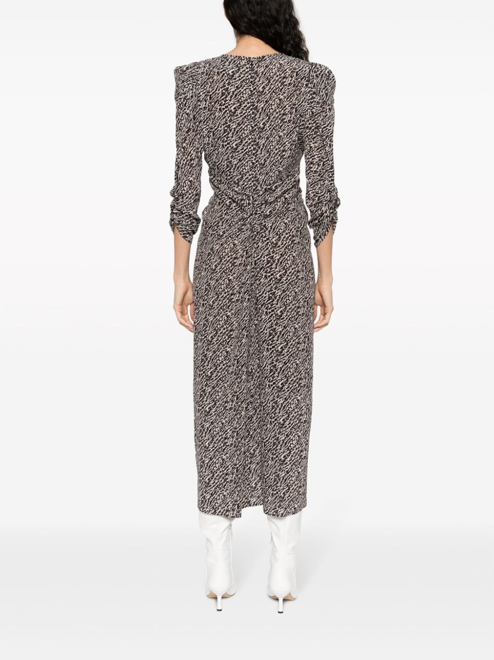 Shop Isabel Marant Albini Abstract-print Midi Dress In 黑色