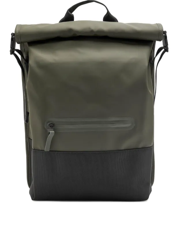 Rains Trail Rolltop colour-block Backpack Green FARFETCH TR