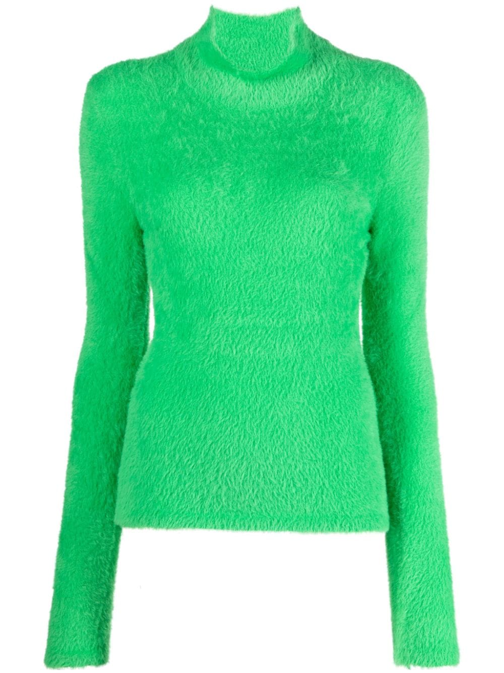 Twinset High-neck Faux-fur Jumper In Green