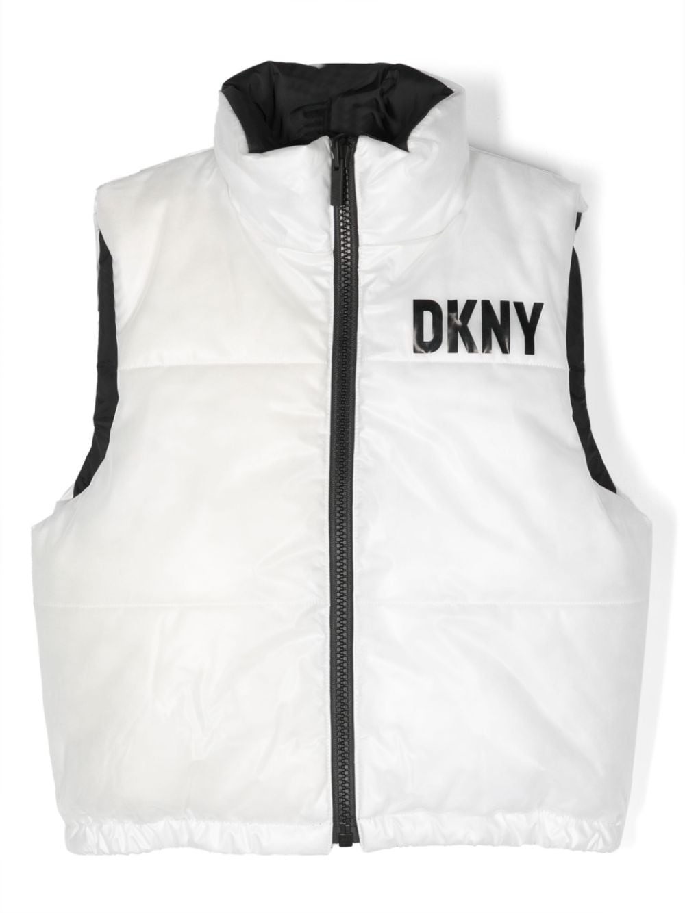 Dkny Kids' Logo-print Contrasting-trim Gilet In White
