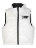 Dkny Kids logo-print contrasting-trim gilet - White