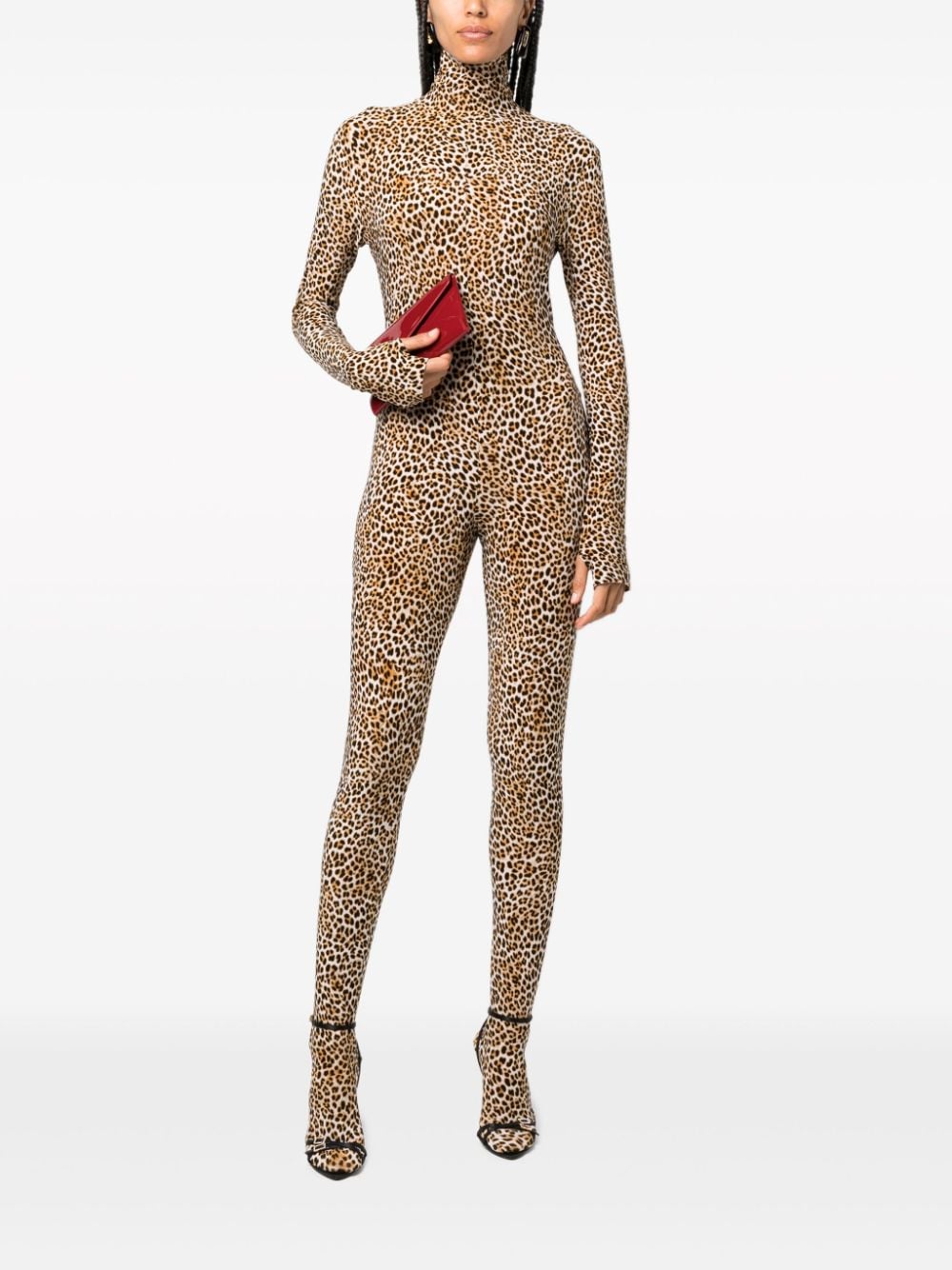 Norma Kamali leopard-print slim-fit jumpsuit - Beige