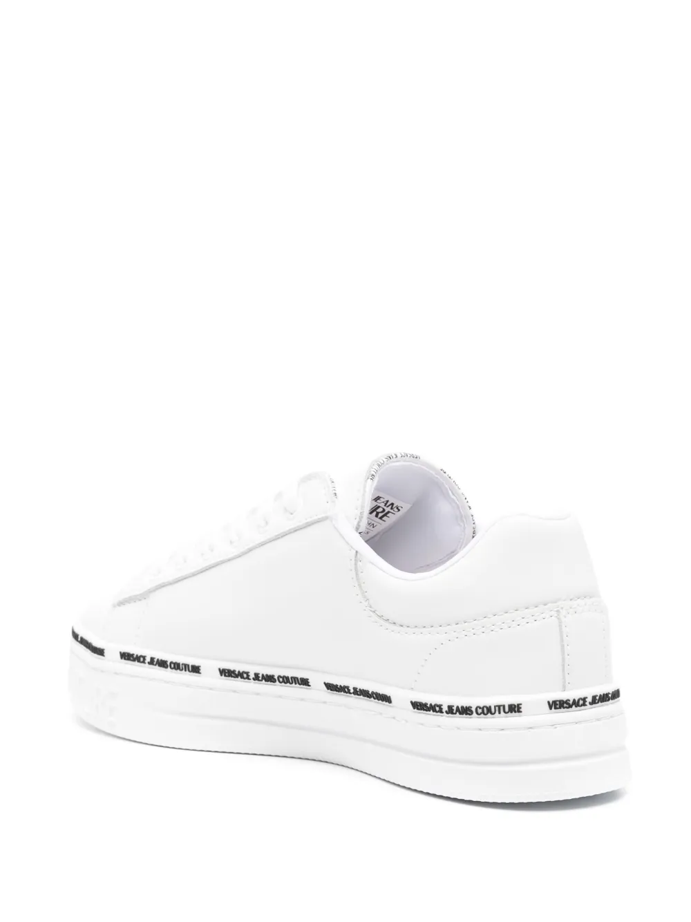 Shop Versace Jeans Couture Lace-up Leather Sneakers In White