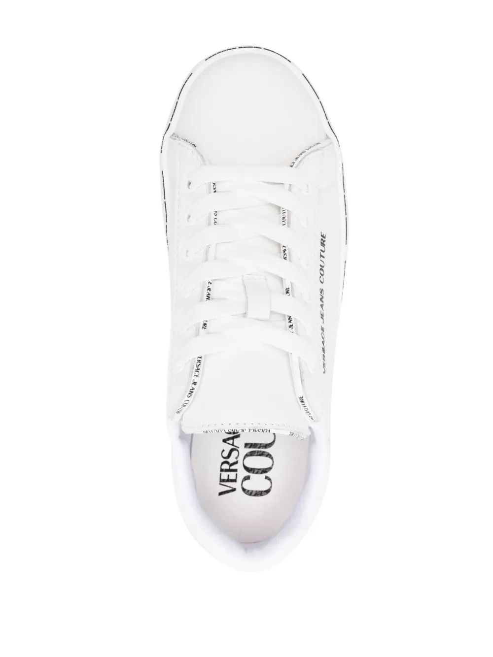 Shop Versace Jeans Couture Lace-up Leather Sneakers In White