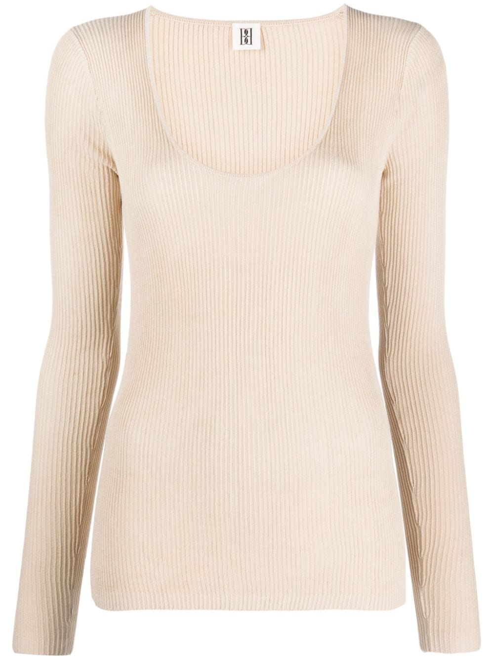 By Malene Birger Rinah Fine-ribbed Long-sleeve Top In Neutrals