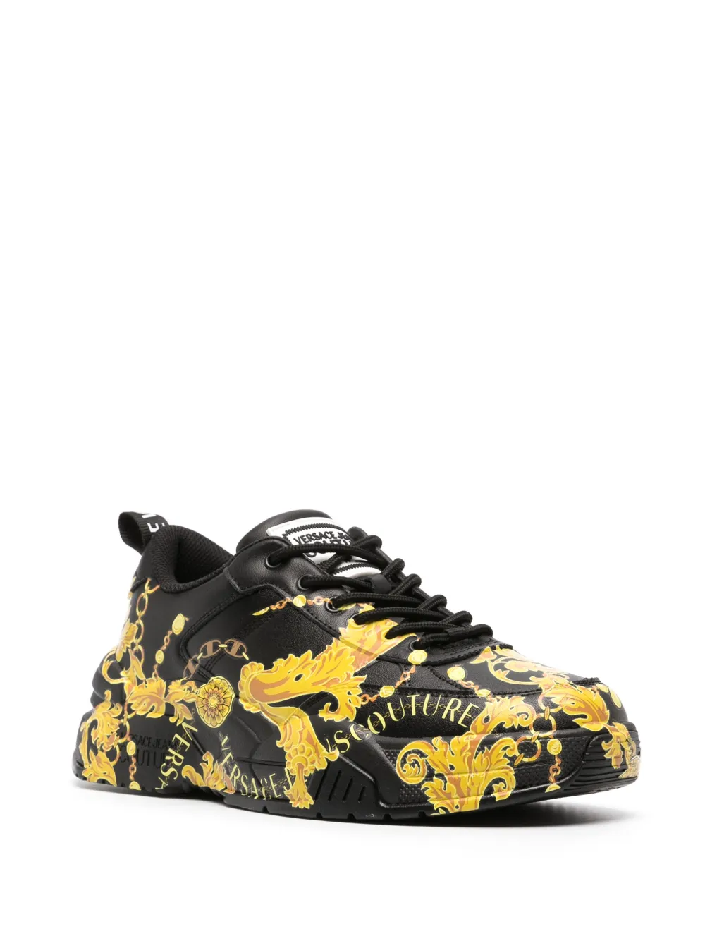 Versace Jeans Couture Chain Couture leather sneakers - Zwart