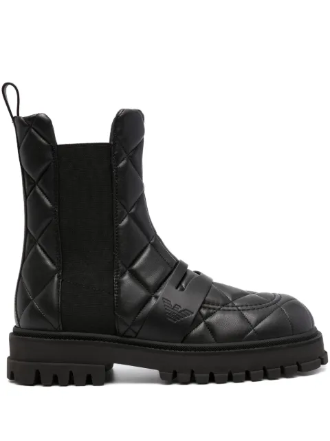 Emporio Armani Bota de couro com logo gravado