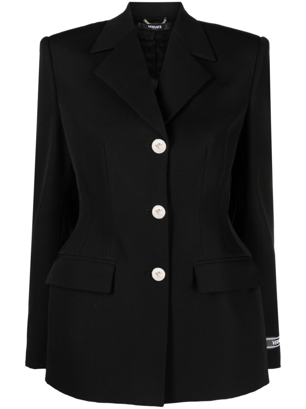Shop Versace Hourglass Single-breasted Blazer In Black