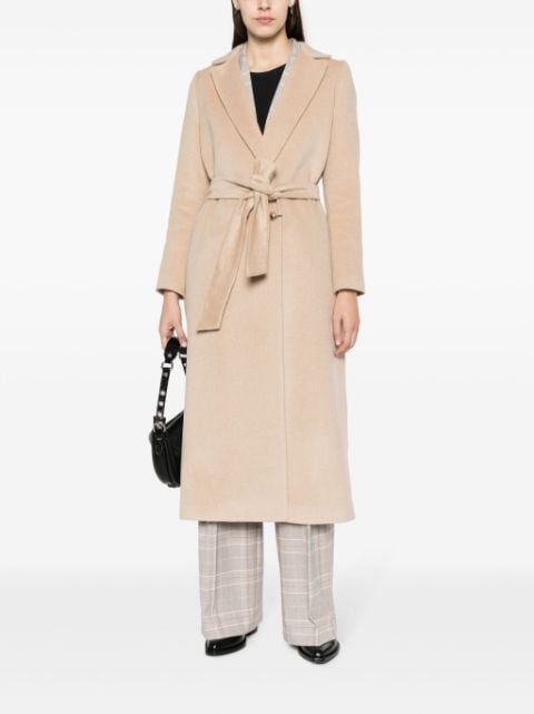 double-breasted belted midi coat