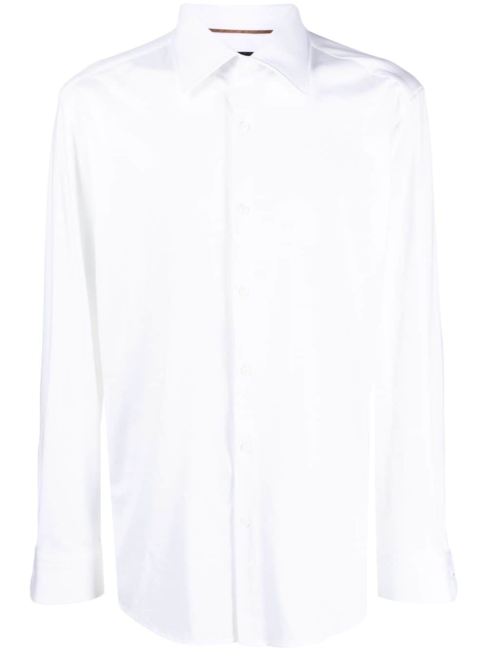 Hugo Boss Spread-collar Long-sleeve Shirt In White