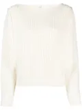 Co boat-neck ribbed jumper - White