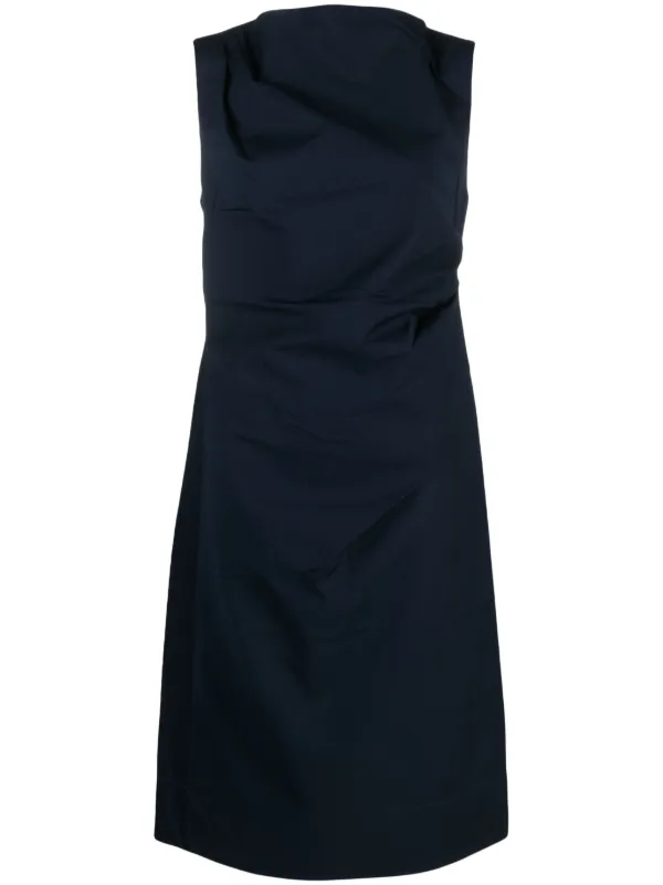 Co Gathered Sleeveless Midi Dress in Blue