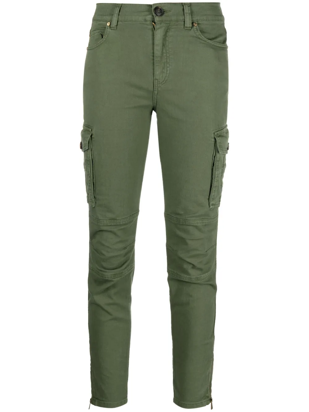 Shop Pinko Cargo Cropped Jeans In Green