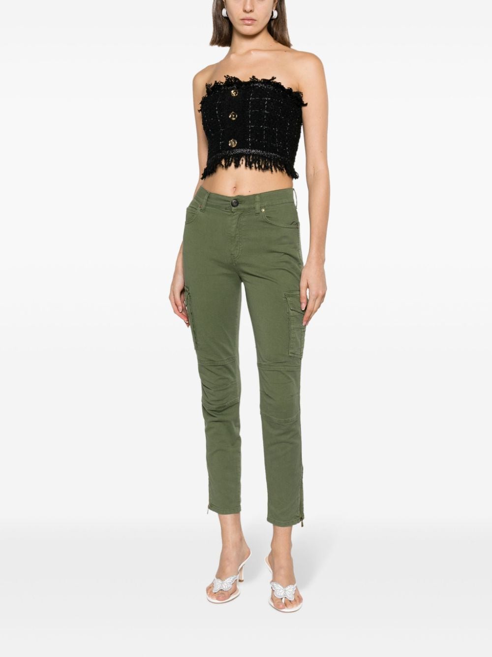 Shop Pinko Cargo Cropped Jeans In Green