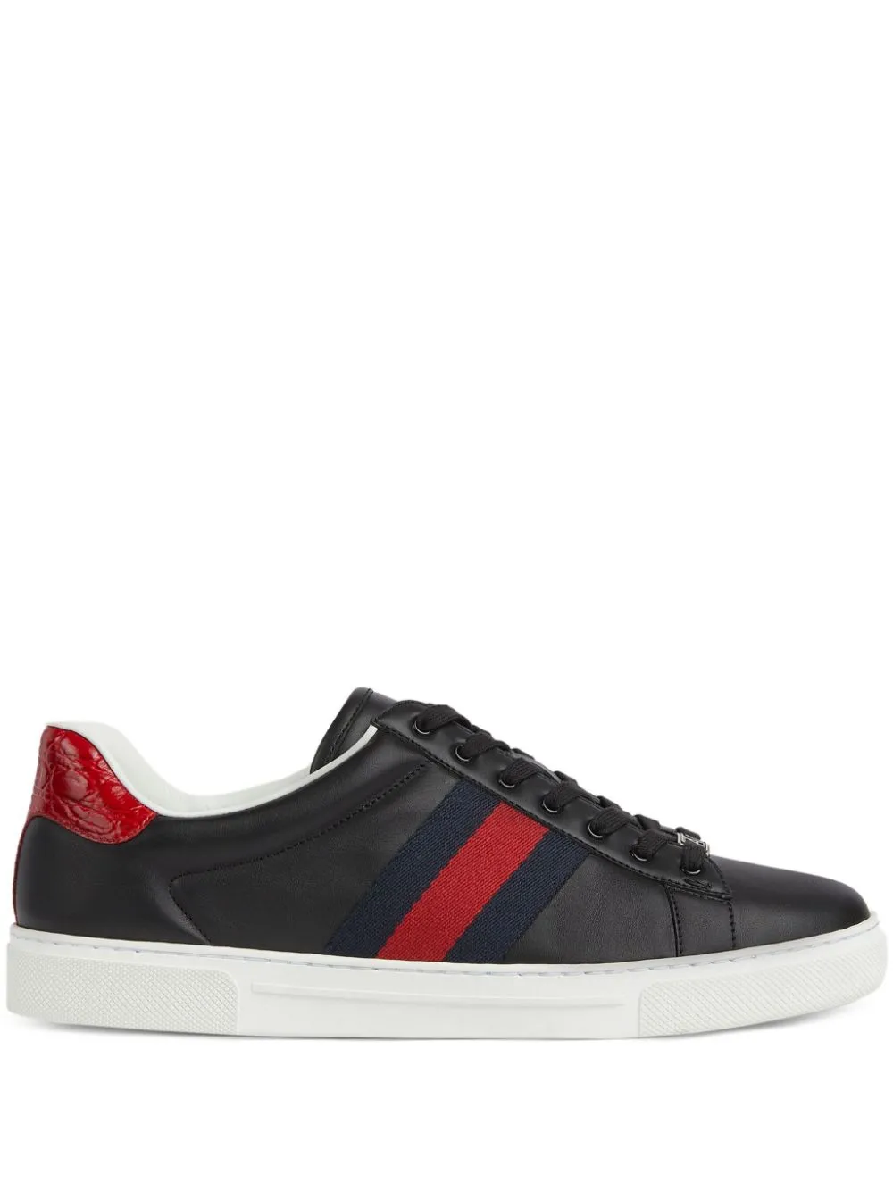 Shop Gucci Ace Web-trim Sneakers In Black