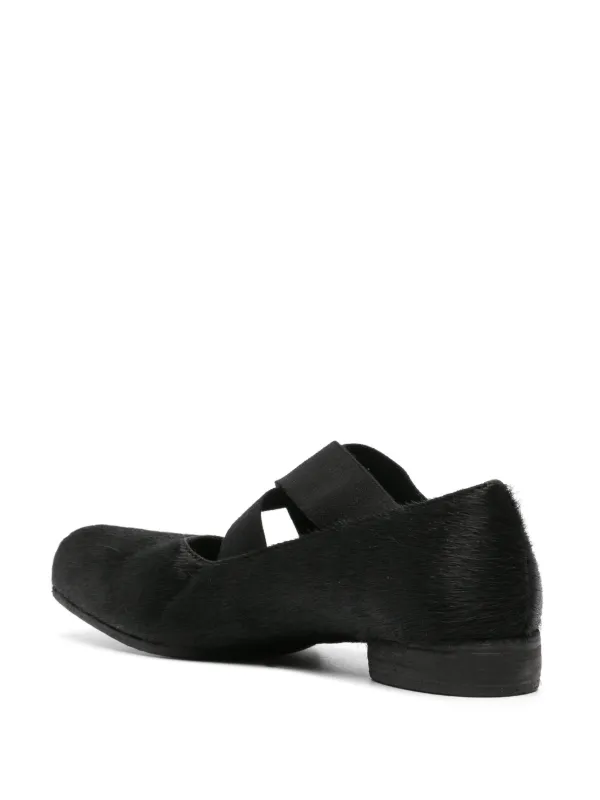 Uma Wang brushed-effect Leather Ballerina Shoes | Black | FARFETCH