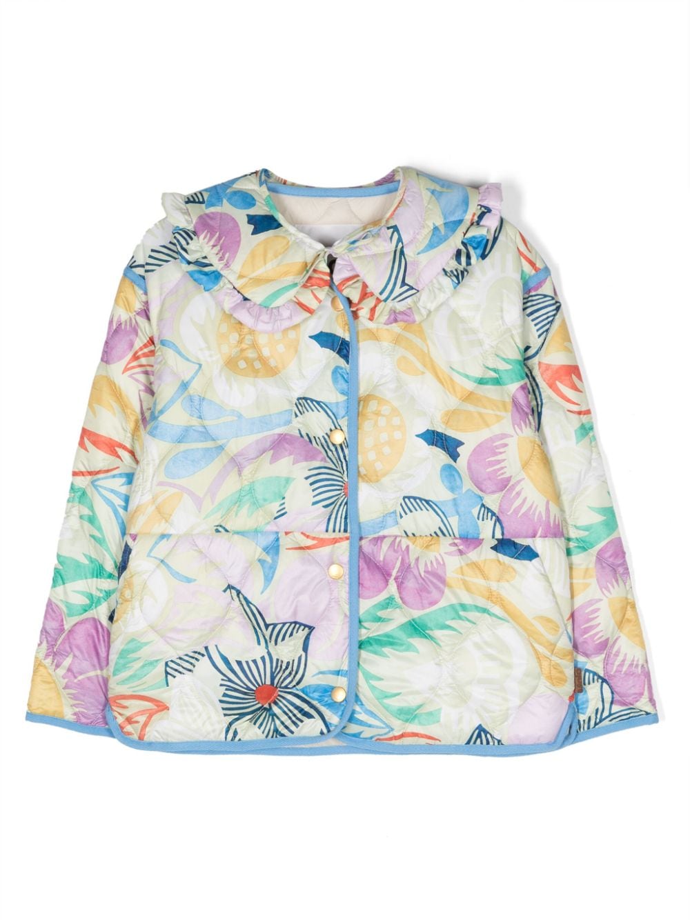 Molo Kids' Hailey Floral-print Quilted Jacket In Blue