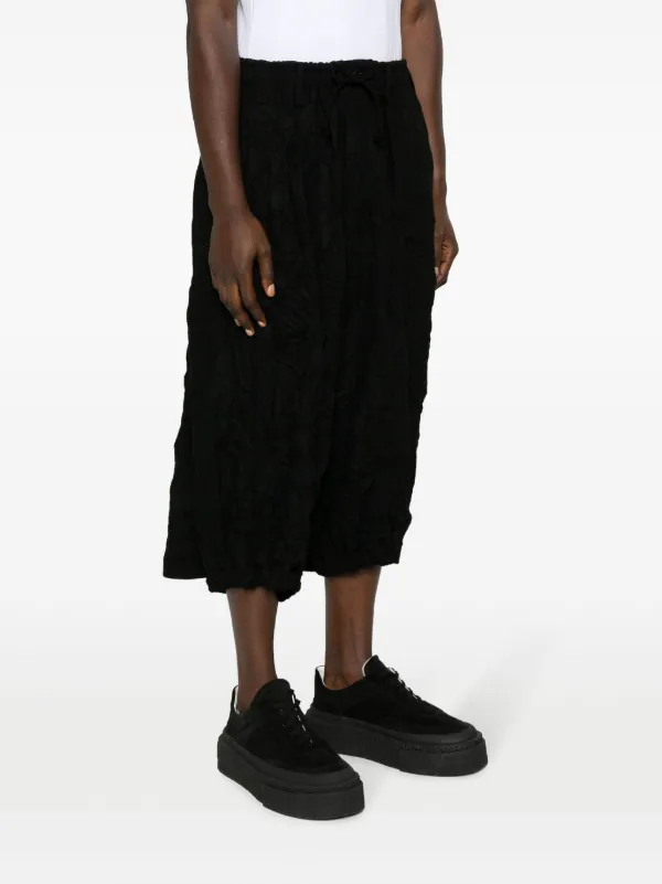 Yohji Yamamoto テクスチャード サルエルショーツ | ブラック | FARFETCH JP