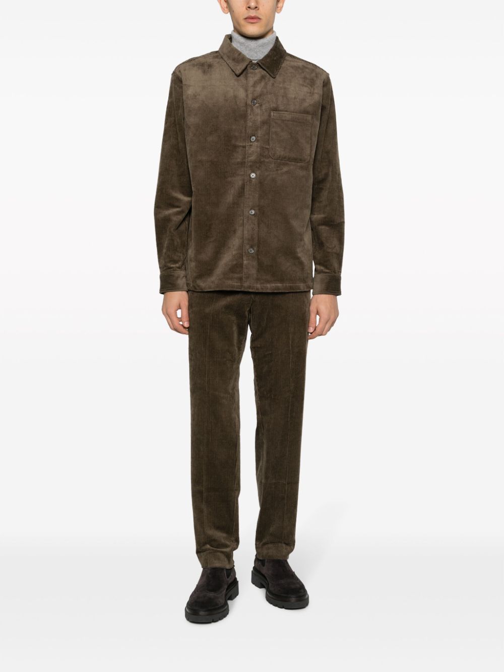 SAMSOE SAMSOE pointed-collar corduroy shirt - Bruin