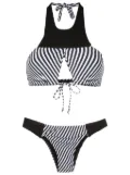 Amir Slama striped cut-out halterneck bikini - Black