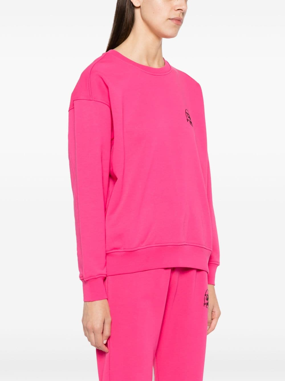 Shop Pinko Love Birds-logo Cotton Sweatshirt In Pink