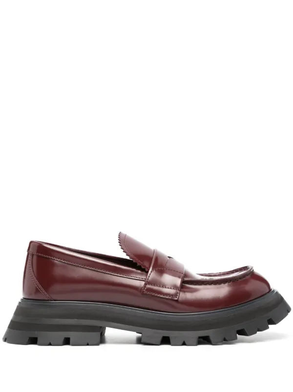 Alexander McQueen ridged sole Leather Loafers Farfetch