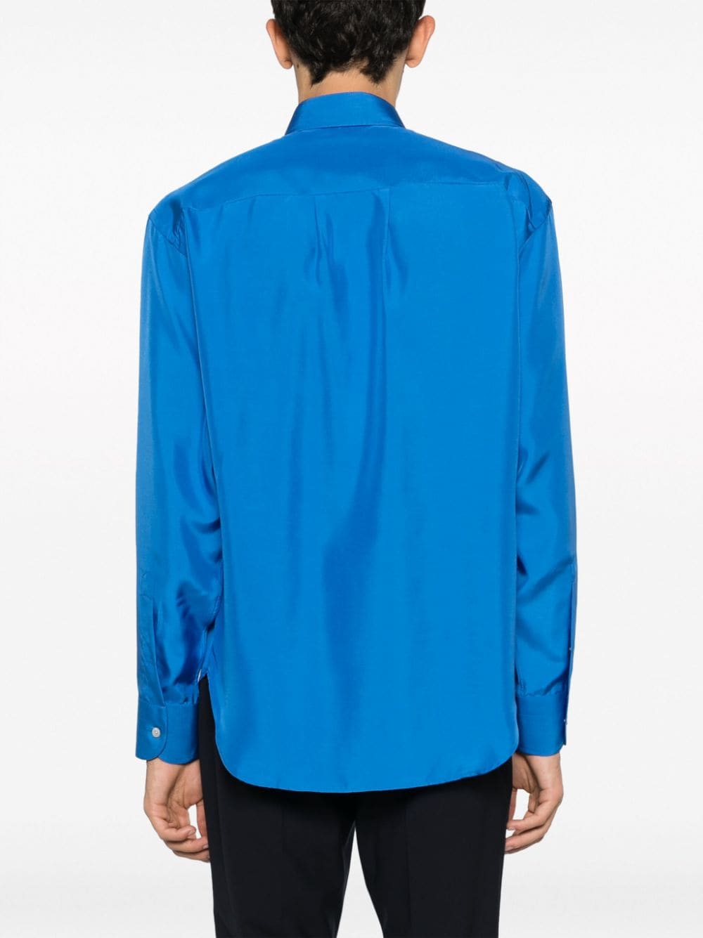 Shop Tom Ford Long-sleeved Silk Shirt In Blue