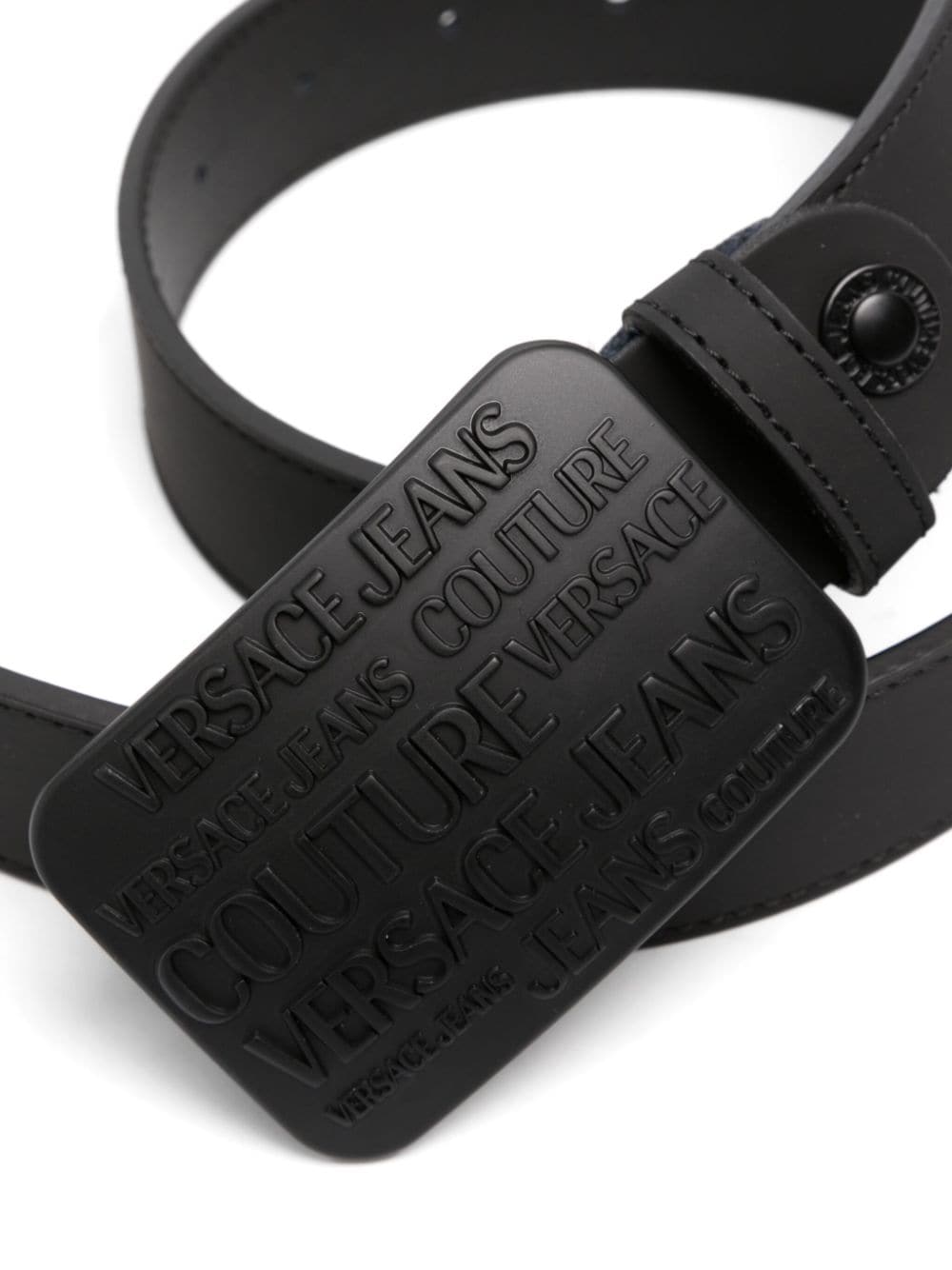 Versace Jeans Couture logo-embossed buckle belt - Zwart
