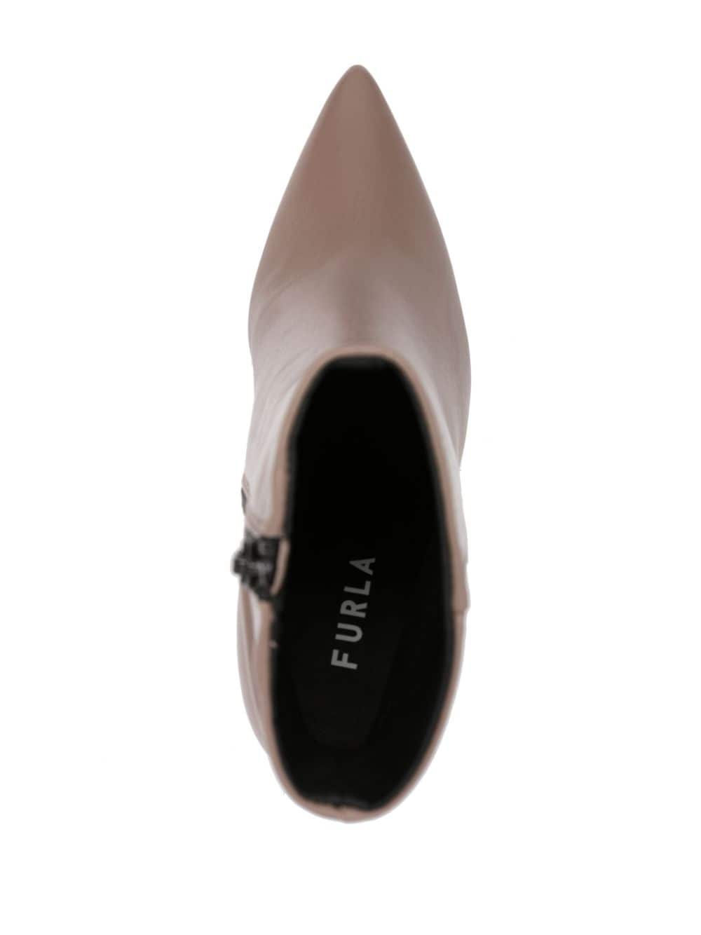 Shop Furla Core 100mm Leather Ankle Boots In Grey