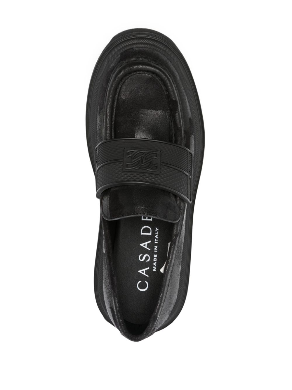 Shop Casadei Generation C Logo-embossed Loafers In Black